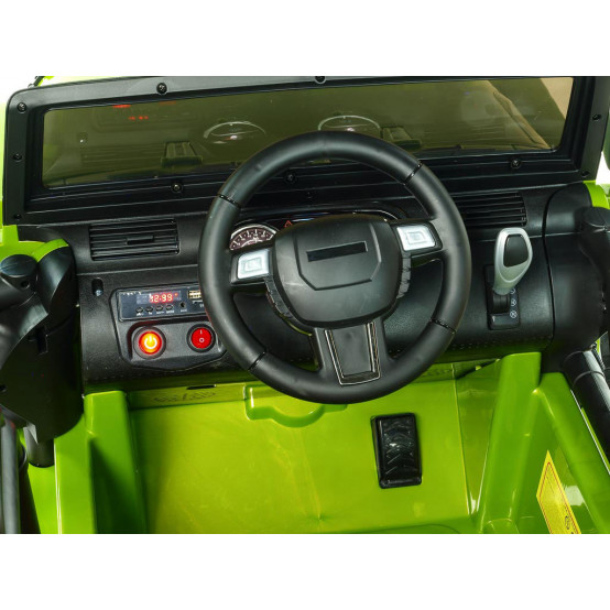 Wrangler-Lux s 2.4G DO, otevíratelné dveře, FM, USB, AUX, SD + EVA kola a kožená sedačka, ZELENÝ